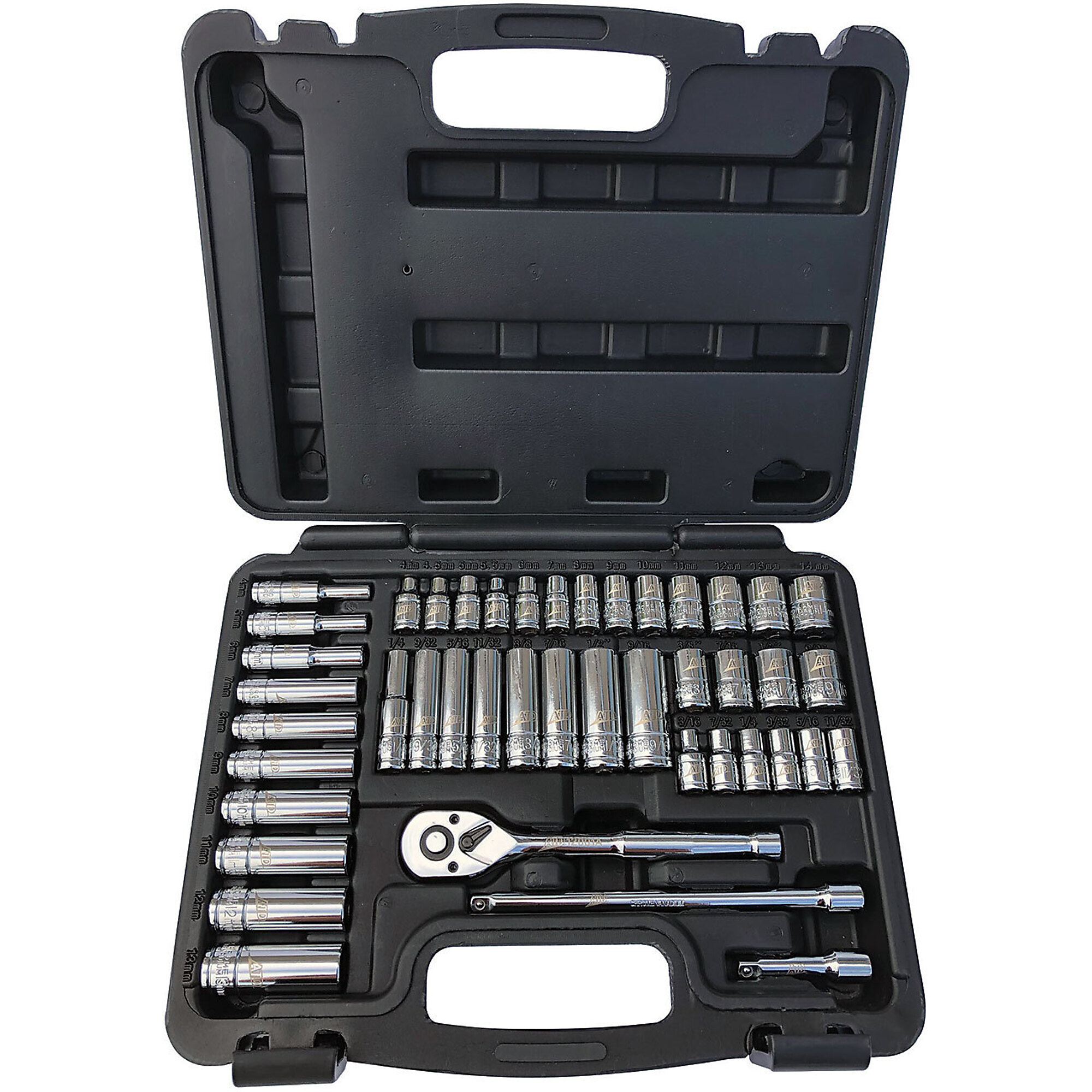 ATD Socket Chrome Set 1/4Dr 44Pc 6Pt Master Set, Model# 10065
